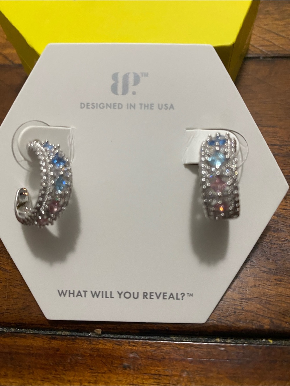 Bomb Party OG Originals Earrings - Aquamarine & Pink Cubic Zirconia - Rhodium - Picture 3 of 3
